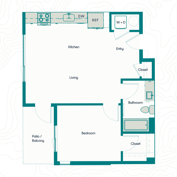 Bo Apartments 1x1 F Floor Plan