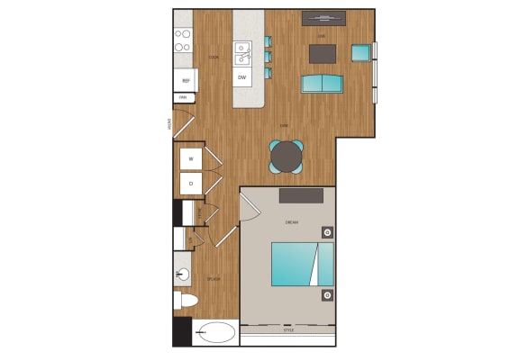 Main Street Flats 1x1 O Floor Plan