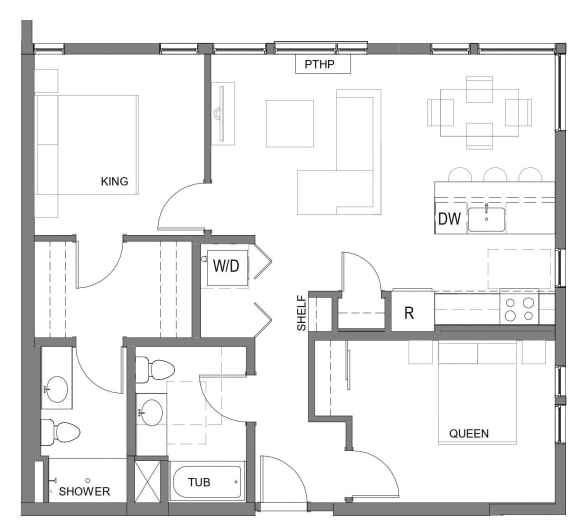 The Gabe Apartments in Portland, Oregon 2D Floor Plan