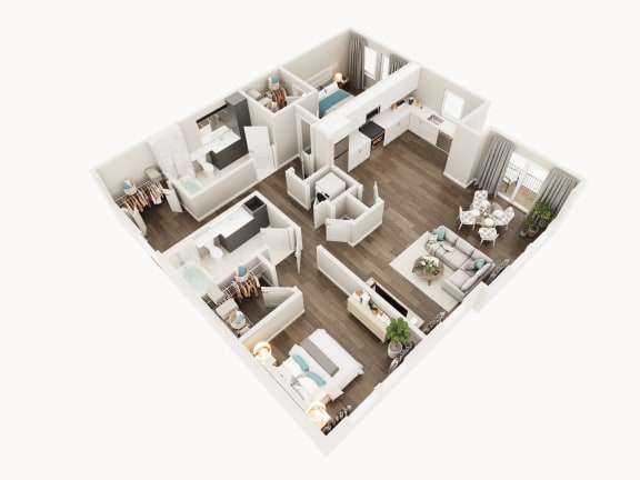 Floor Plan  Lux Apartments Floor Plan Two Bedroom Two Bathroom E