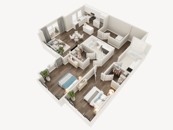 Floor Plan  LUX Apartments 3D Floorplan 2-2F