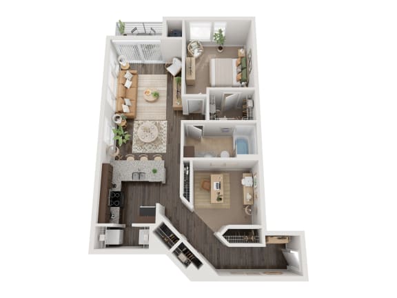 2828 Zuni Apartments in Denver, Colorado 1x1 H Floor Plan
