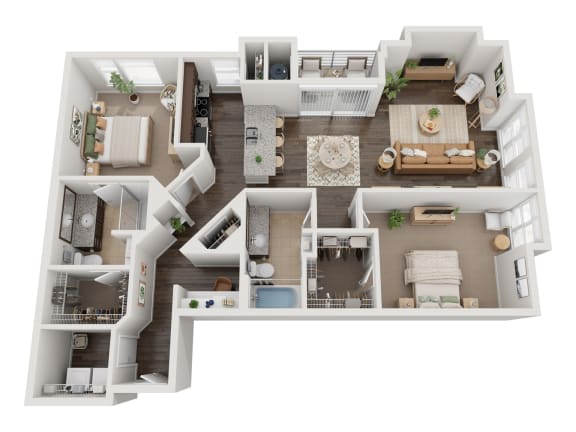 2828 Zuni Apartments in Denver, Colorado 2x2 C Floor Plan