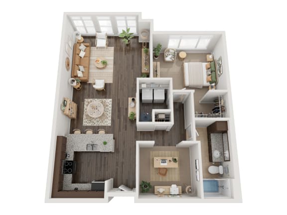 a1 floor plan  1 bedroom with 2 baths  129