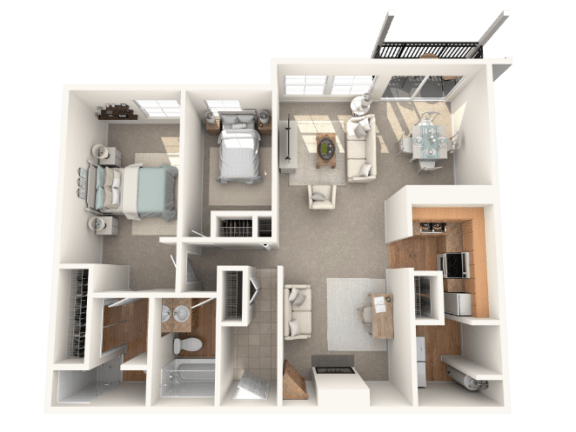 this is a 3d floor plan of a 554 square foot 1 bedroom apartment at the