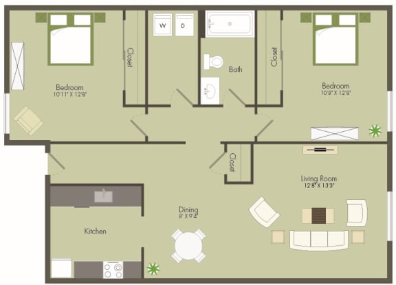 TheClairmont_Eugene_OR_2Bedroom_Floorplan