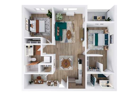 Two Bed B Floorplan at Kinline, Beaverton