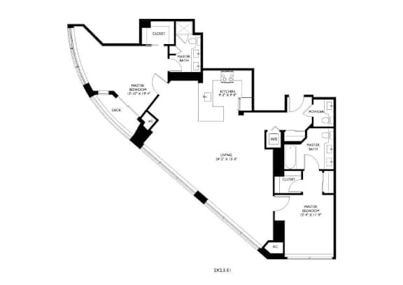 A black and white image of a floor plan for a house.