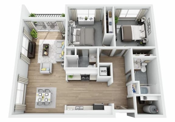 Boathouse Apartments 2x2 F Floor Plan