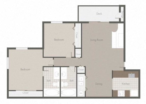 2x2 Hemingway Floor Plan 900 sqft
