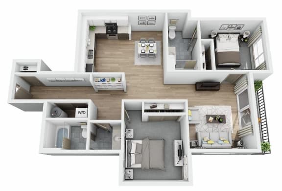 Boathouse Apartments 2x2 I Floor Plan