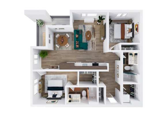 Two Bed C Floorplan at Kinline, Beaverton, 97003
