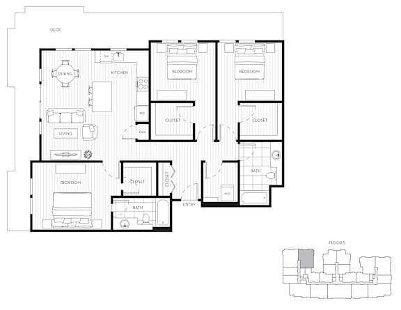 Floor plan for model 3-2B