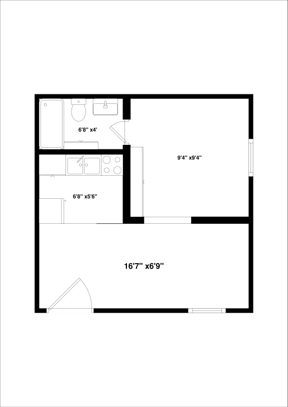 Morain Estates Apartments 1x1 B Floor Plan 372 sqft