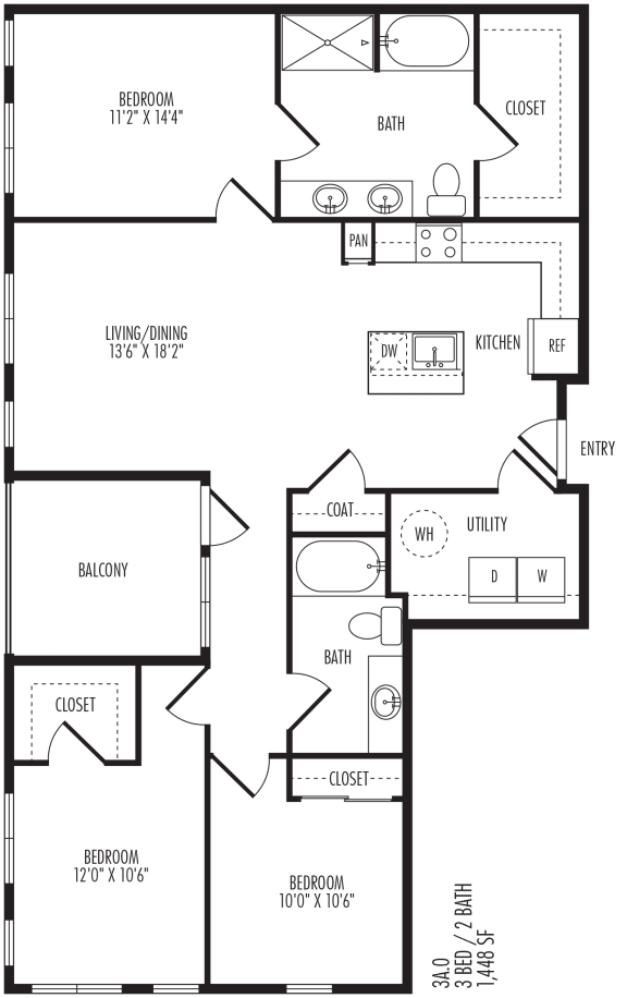 3A0 Floor Plan at TriVista on Speer, Denver, CO