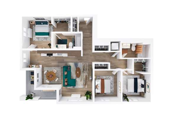Three Bed B Floorplan at Kinline, Beaverton, Oregon