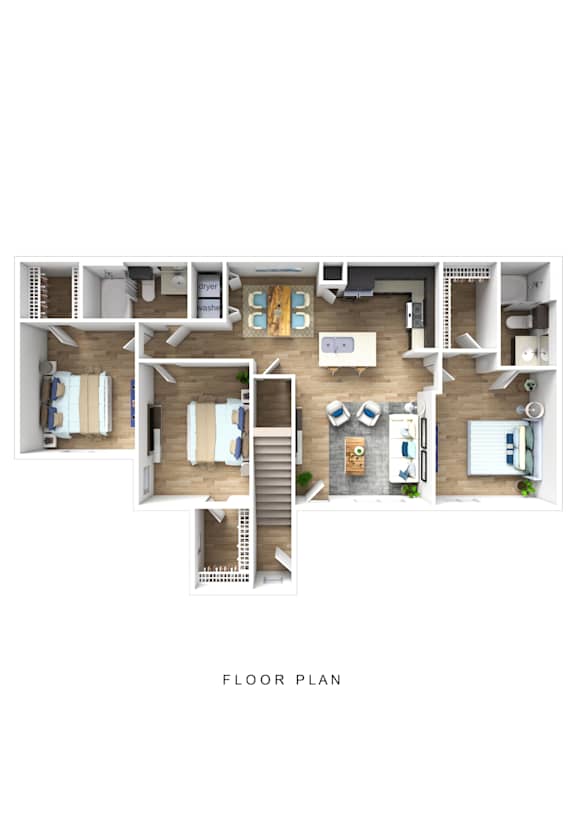 A floor plan of a house with labeled rooms.