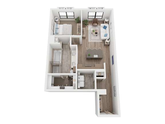 Floor Plan  The Raleigh at Sloan's Lake Apartments in Denver, Colorado One Bedroom Floor Plan