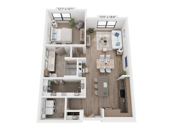 The Raleigh at Sloan's Lake Apartments in Denver, Colorado One Bedroom Floor Plan