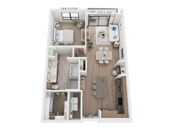 The Raleigh at Sloan's Lake Apartments in Denver, Colorado One Bedroom Floor Plan