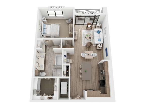 The Raleigh at Sloan's Lake Apartments in Denver, Colorado One Bedroom Floor Plan