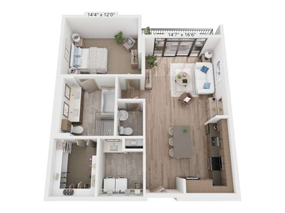 The Raleigh at Sloan's Lake Apartments in Denver, Colorado One Bedroom Floor Plan