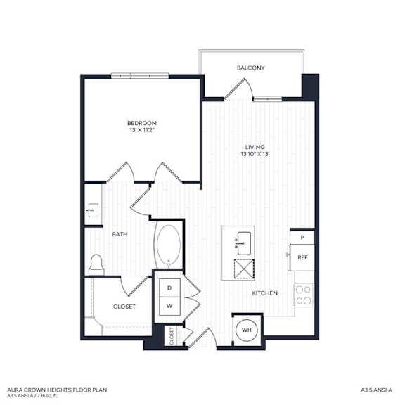 A floor plan of a two bedroom apartment.