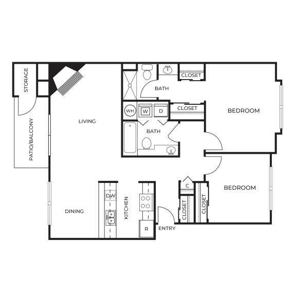 Align Apartments 2x2 Floor Plan