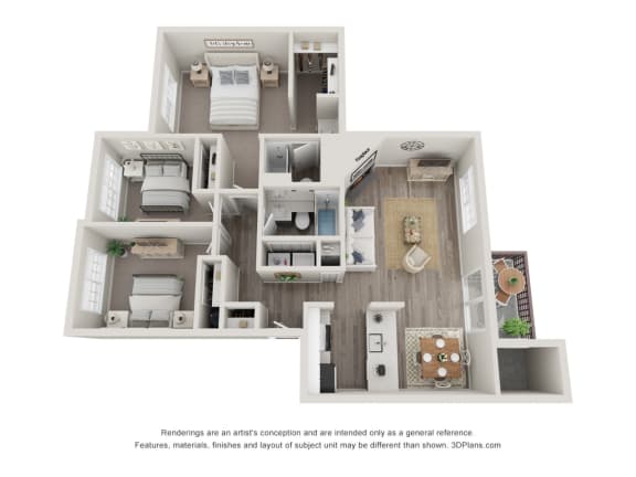 Align Apartments 3x2 Floor Plan
