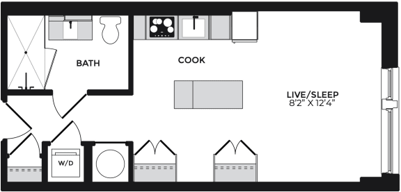 Alton District Luxury Apartments in Washington, DC Studio Floor Plan