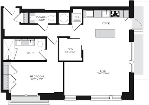Alton District Luxury Apartments in Washington, DC A1 BD5 Floor Plan
