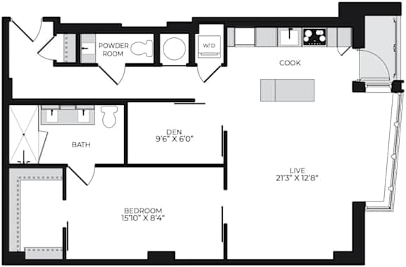 Alton District Luxury Apartments in Washington, DC A1 BD0 Floor Plan