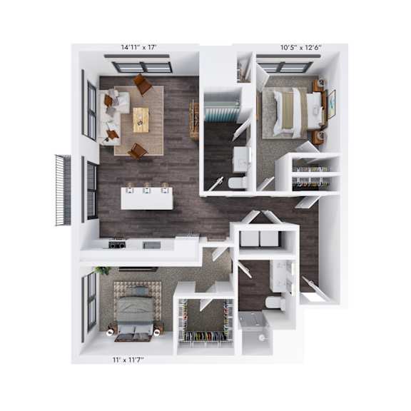 Alton Heights in Kansas City, Missouri Two Bedroom Floor Plan