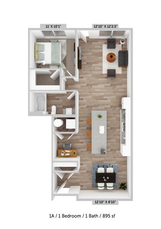 Alton Jefferson Park 1x1 A Floor Plan at Alton Jefferson Park, Denver Colorado