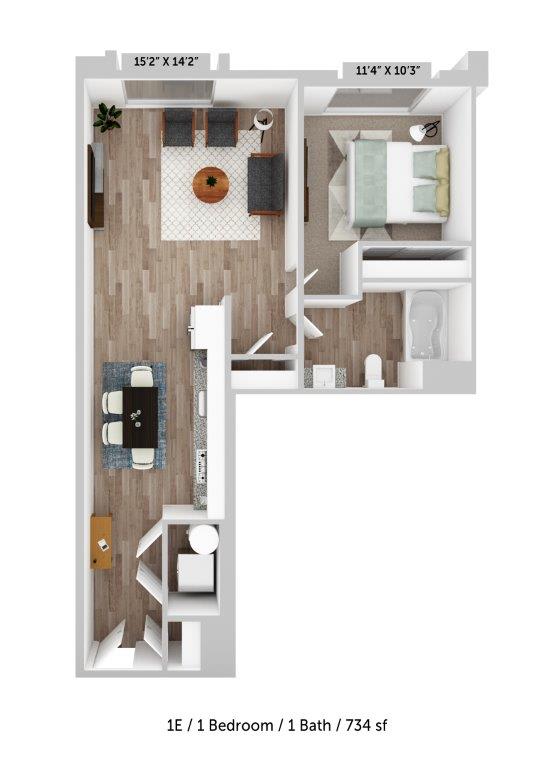 a 1 bedroom floor plan  studio at Alton Jefferson Park, Colorado