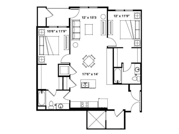 Alvera at the Meadows Apartments in American Fork, Utah Two Bedroom Floor Plan