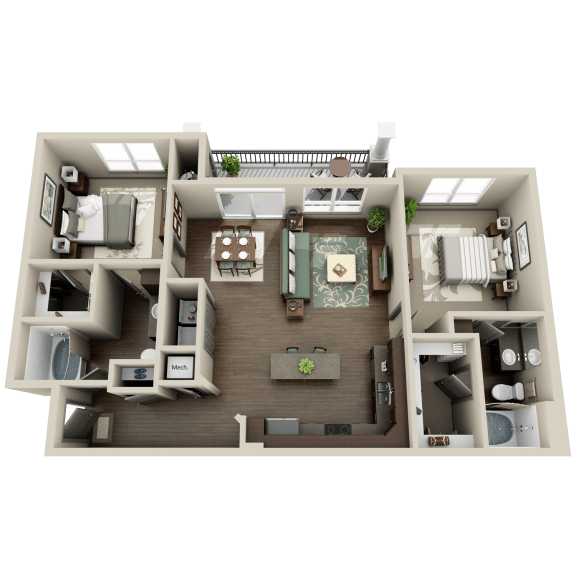 B3 Floor Plan at Arden Woods Apartments, Spring, Texas