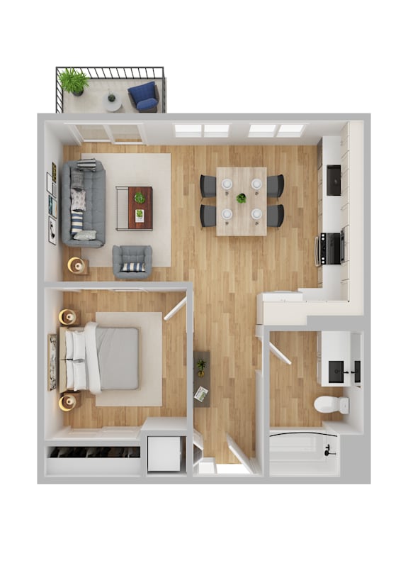 Arts Plaza Apartments in Gresham, Oregon One Bedroom Floor Plan