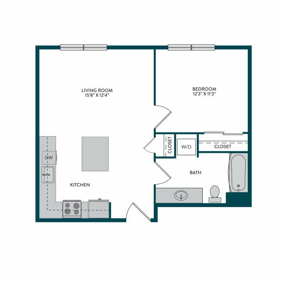 Aspire11 Apartments in Tacoma, Washington 1x1 Floor Plan