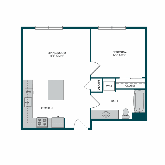 Aspire11 Apartments in Tacoma, Washington 1x1 Floor Plan