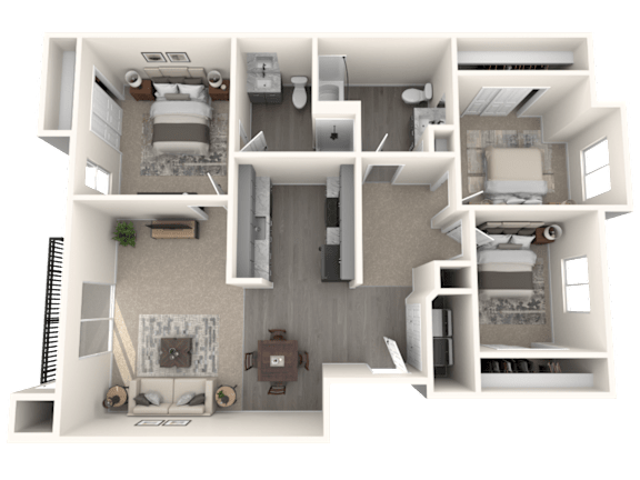 Aspire Oregon City Apartments in Oregon City, Oregon Three Bedroom Floor Plan