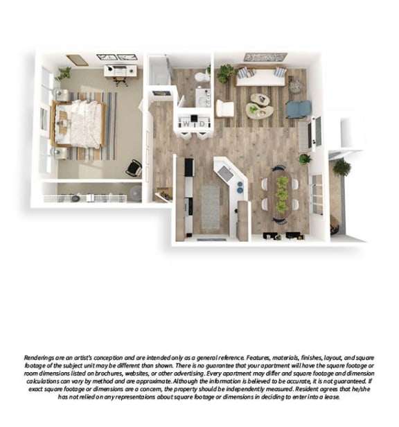 The Lakehouse 3D Floor Plan 1x1 864sf