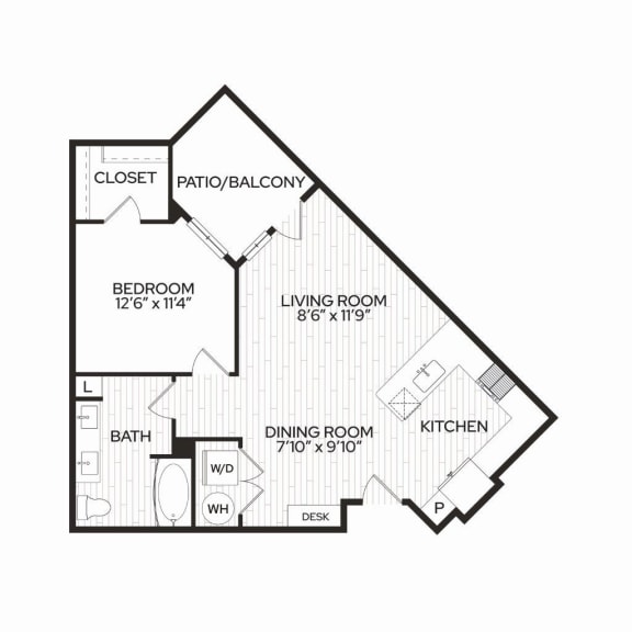 Aura Apache New Apartments in Tempe, Arizona A2H Floor Plan