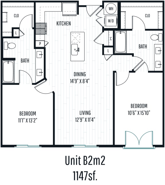 Aura Central Apartments B2m2 Floor Plan