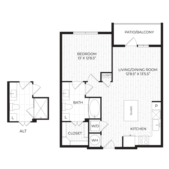 Aura High Pointe Apartments in Austin, Texas A3 Floor Plan