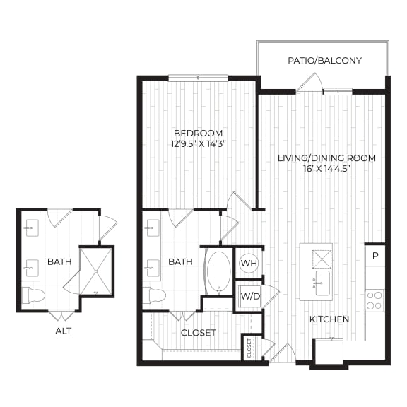 Aura High Pointe Apartments in Austin, Texas A6 Floor Plan