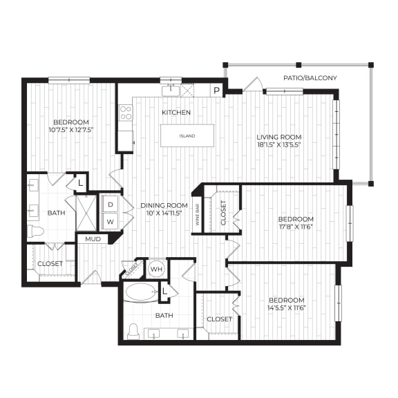 Aura High Pointe Apartments in Austin, Texas C2 Floor Plan
