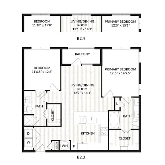 Aura Main Street New Apartments in Lewisville, Texas B2.4 Floor Plan