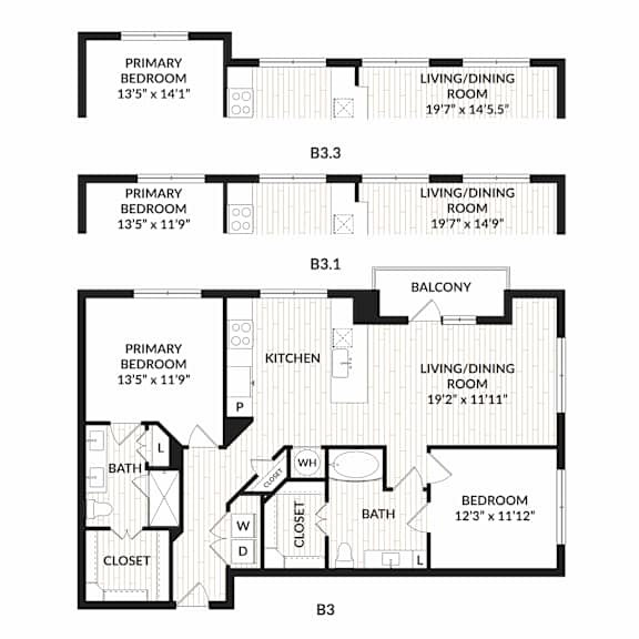 Aura Main Street New Apartments in Lewisville, Texas B3.3 Floor Plan