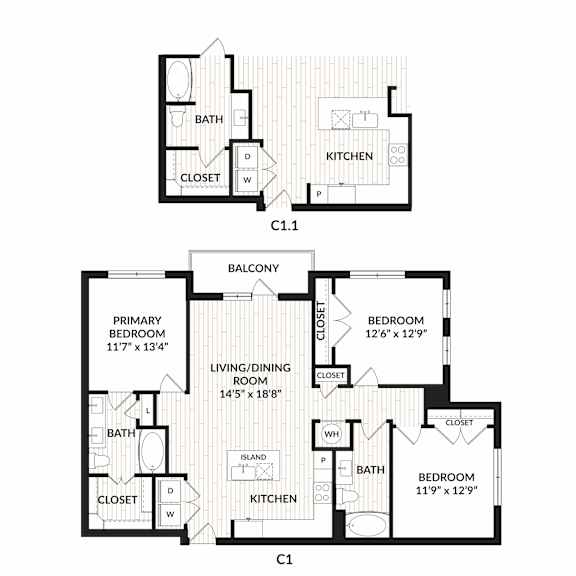 Aura Main Street New Apartments in Lewisville, Texas C1.1 ANSI Floor Plan